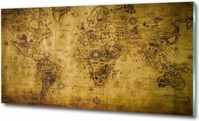 Fotó üveg kép Világtérkép fa 100x70