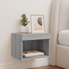 szürke sonoma falra szerelhető éjjeliszekrény LED lámpákkal