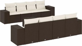 vidaXL 9 részes barna polyrattan kerti ülőgarnitúra párnákkal