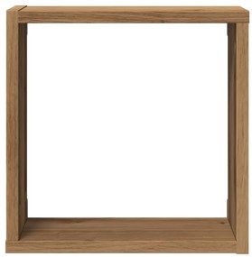 2 db kézműves tölgyszínű szerelt fa fali kockapolc 30x15x30 cm