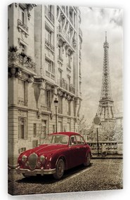 Retró autó Párizsban, vászonkép, 40x60 cm méretben