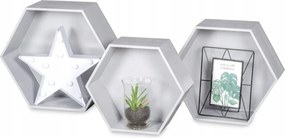 Fali Polcok Fa Méhsejt Hexagon Lógó Dekoratív 3 Db