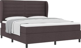 vidaXL Boxrugós ágy matracmal sötétbarna 180 x 200 cm szövet