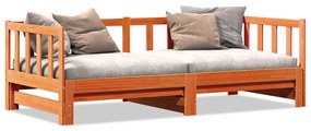 Napágy kihúzható ággyal Wax Brown 180x200 cm Tömör fenyőfa