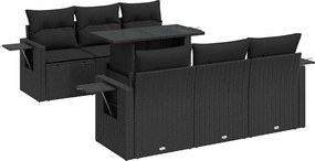vidaXL 7 részes fekete polyrattan kerti ülőgarnitúra párnával