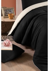 Fekete-krémszínű kétszemélyes-hosszabbított pamut ágyneműhuzat lepedővel 200x220 cm – Mila Home