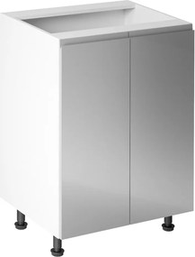Alsószekrény, fehér/szürke extra magasfényű, AURORA D602F