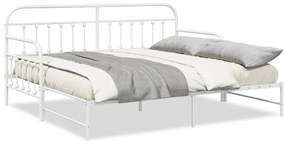 Nappaliágy Fém Trundle ágyneműtartóval Fehér 90x200 cm