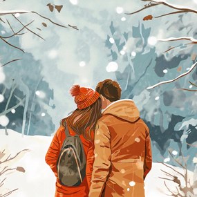 Poszter 50x50cm Együtt a hóban