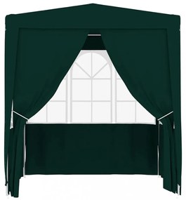 zöld rendezvénysátor oldalfalakkal 2,5 x 2,5 m 90 g/m²