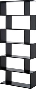 HOMCOM Modern Könyvespolc 6 Polccal Étkezőbe, Nappaliba, Tanulmányba 80x23x192 cm Fekete | Aosom