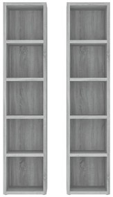 2 db szürke sonoma színű szerelt fa CD-szekrény 21x16x93,5 cm
