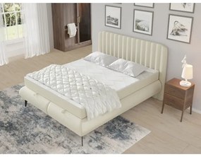 ALEXA kárpitozott ágy matracokkal és tárolóhellyel 160x200 cm bézs