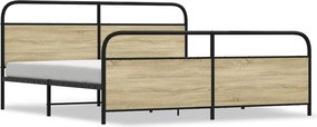 vidaXL sonoma tölgy színű fém ágykeret matrac nélkül 180 x 200 cm