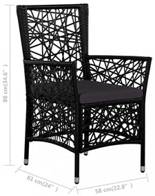 7-darabos fekete kültéri polyrattan étkezőgarnitúra