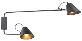 Design fali lámpa fekete 2-lámpás állítható - Lune