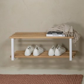 Fehér-natúr színű fém függő cipőtartó 71x26x34 cm Marco – Spinder Design