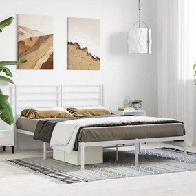 fehér fém ágykeret fejtámlával 120 x 200 cm