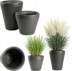 Kerti Virágtartó Készlet Műanyag nagy virágtartó terasz grafit