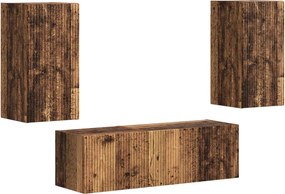 vidaXL TV falit kabinet szett Falra szerelhető 4 pcs Öreg fa Faanyag