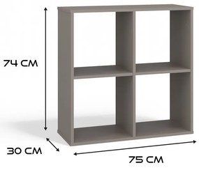 Malax 2x2 polc, 74x75x30 cm, agyag színű