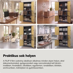 Fém irodai szekrény széffel, antracit, dió, 900x1850x400 mm: FILIP II Eco Design