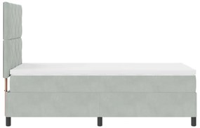 Boxspring Ágy Mattal Világosszürke Egyszemélyes Bársony