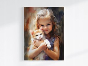 Poszter Gyerek Lány Macska Cica Portré 60x80