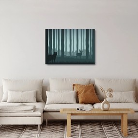 Kép - Szarvas farkassal a sziklák között (üvegen) (70x50 cm)