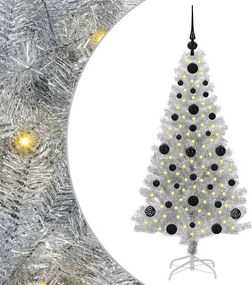vidaXL Karácsonyfa 150 LED-del állvánnyal Ezüst 120 cm PET