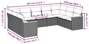 9 részes szürke polyrattan kerti ülőgarnitúra párnákkal