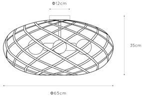 Lucide 21117/65/02 - Mennyezeti lámpa WOLFRAM 3xE27/60W/230V arany