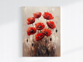 Poszter Természet Virágok Piros Pipacs Mező 60x80