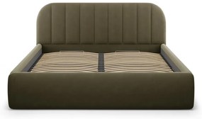 Zöld kárpitozott ágyneműtartós franciaágy ágyráccsal 200x200 cm Juno – Windsor &amp; Co Sofas
