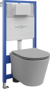 Mexen Fenix Vékony, rejtett modulos és falra akasztható WC Rico, lassú esésű ülőfelülettel, világosszürke matt, 61030724061