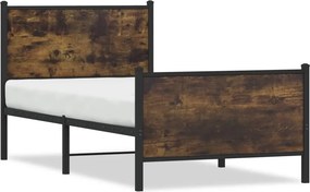 vidaXL füstös tölgy színű fém ágykeret matrac nélkül 75 x 190 cm