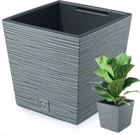 Műanyag Virágtartó Szürke 24x24CM 10L Fedő+betét Robusztus Lengyel Termék