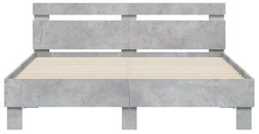 betonszürke szerelt fa ágykeret fejtámlával 140x190 cm
