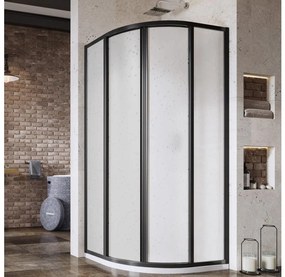 Ravak 3114O30211 - Négyrészes, negyedköríves zuhanykabin SUPERNOVA 80x80 cm fekete