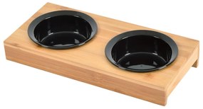 Bambusz tálka szett állvánnyal kutyáknak ø 12 cm – Love Story