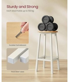 Bárszék szett, 2 db-os, konyhai bárszék,bézs és fehér tölgy színben