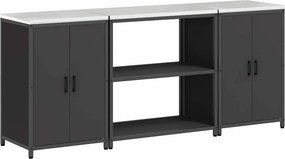 vidaXL Konyhai Tároló Készlet 3 pcs Fekete Hidegen hengerelt acél
