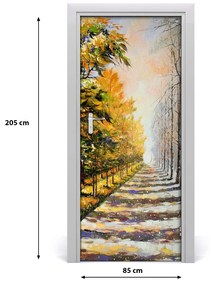 Ajtóposzter öntapadós Ősszel és télen 75x205 cm