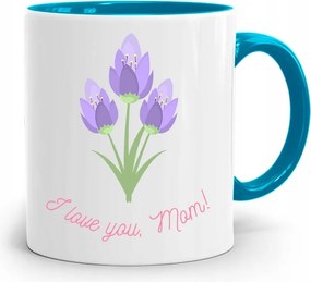 Kék Bögre Anyukáknak I Love You Mom Ajándék fényképes nyomattal