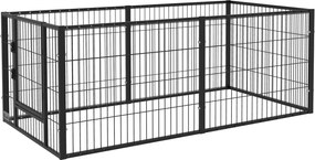 PawHut 6 Panelos Kutyakennel Állítható Szélességű Acélkerettel 82.5-150x79x61 cm Fekete | Aosom