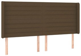 sötétbarna szövet LED-es fejtámla 163x16x118/128 cm