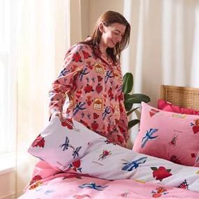 Fehér-rózsaszín kétszemélyes-hosszabbított pamut ágyneműhuzat 230x220 cm Mon Coeur – Their Nibs