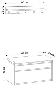 Fali fogas BOBY 15x80 cm + cipőtartó 42x80 cm barna/fekete