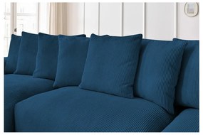 Sötétkék kordbársony sarokkanapé Voltaire – Bobochic Paris