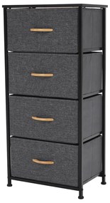 PALMERA szekrény szövet fiókokkal, fekete